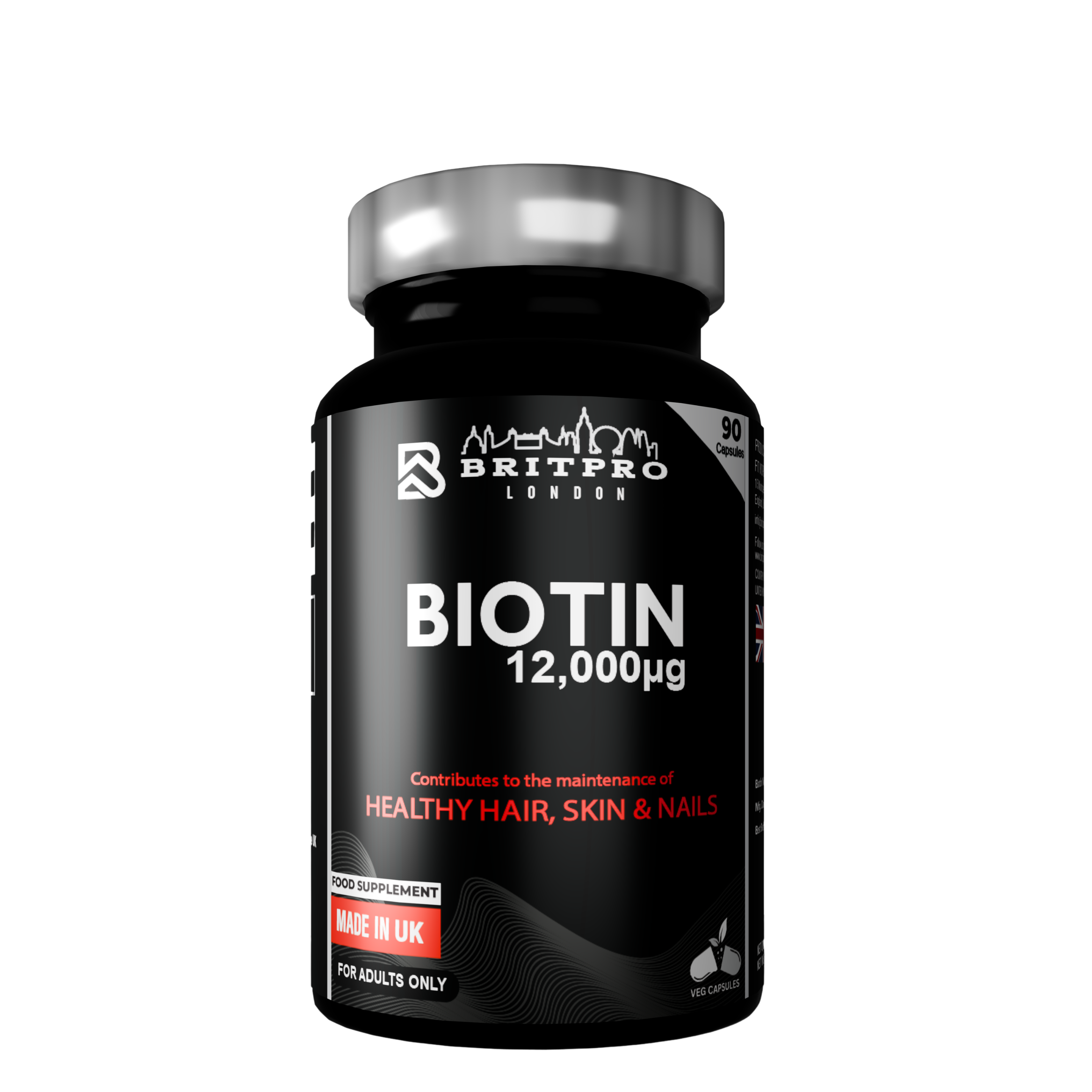 BRITPRO London® Biotin 12,000mcg, 90 Capsules
