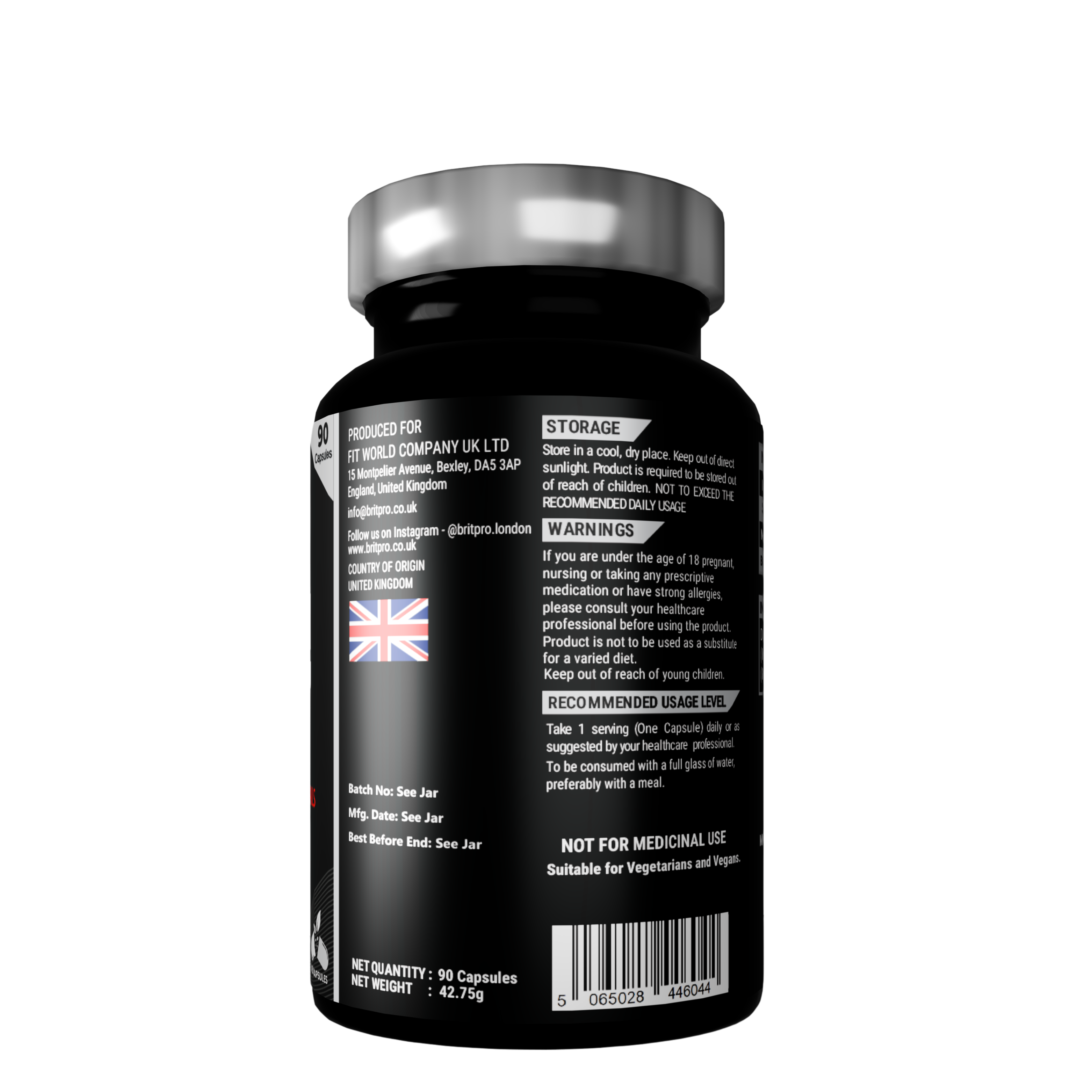 BRITPRO London® Biotin 12,000mcg, 90 Capsules