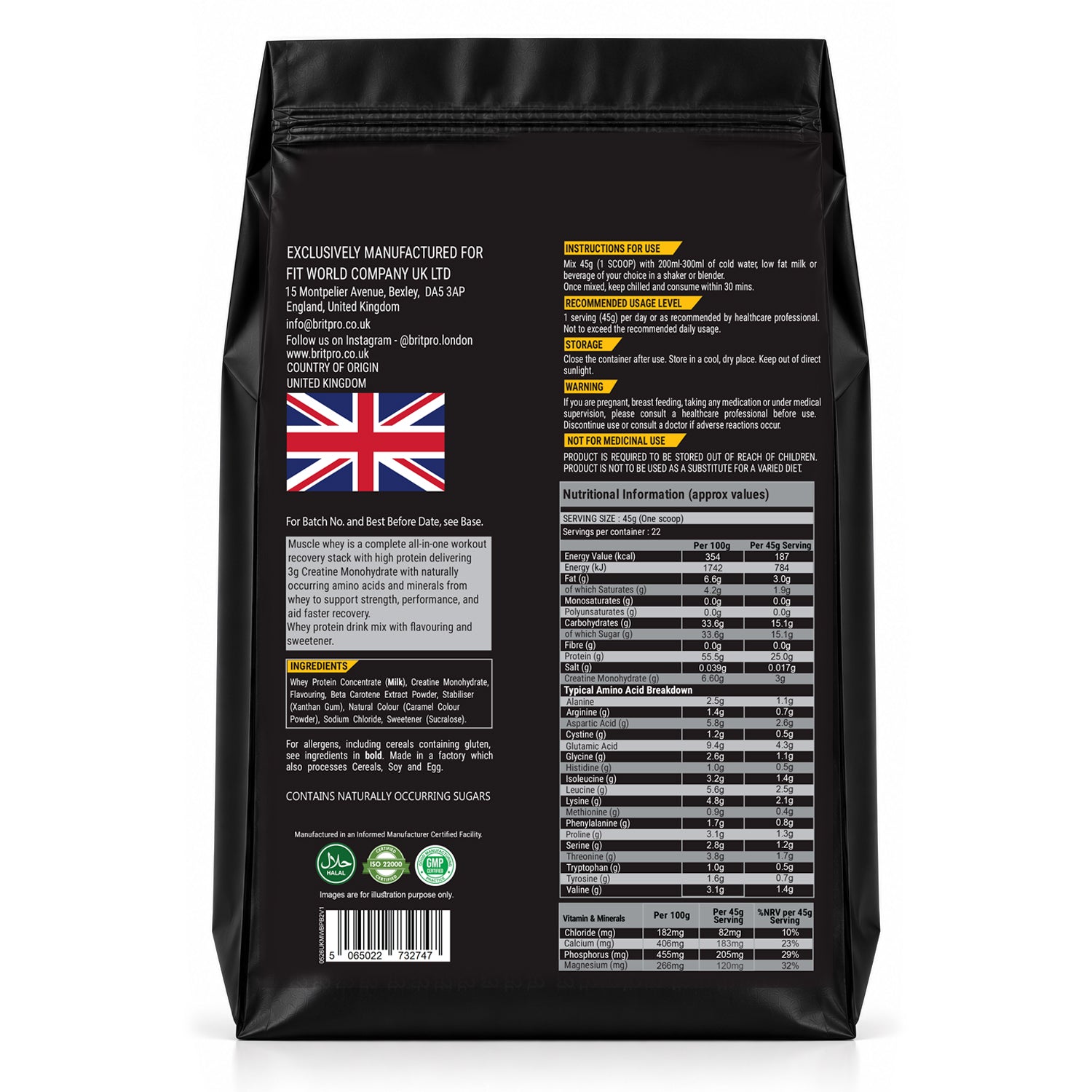 BRITPRO London® MUSCLE WHEY 1KG