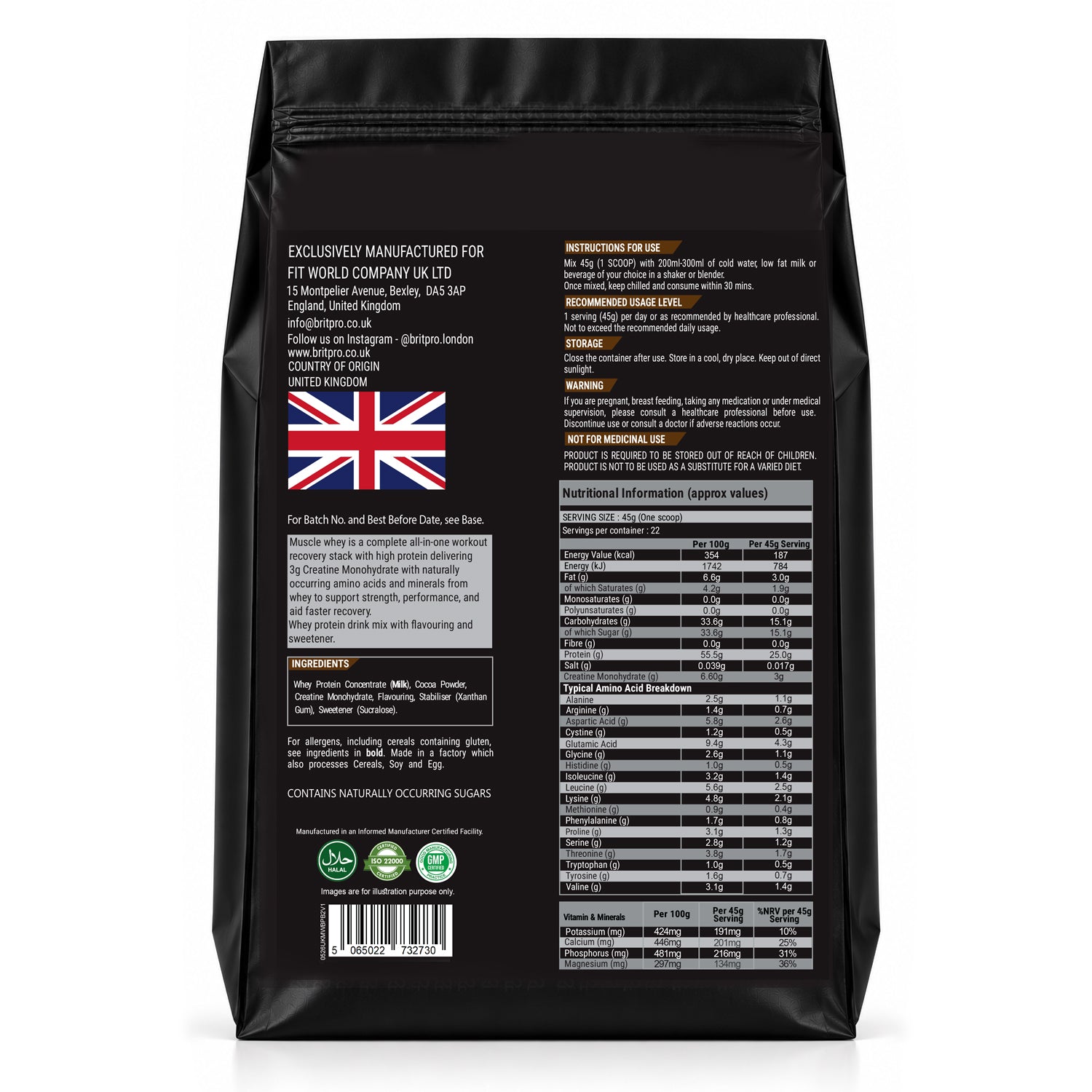 BRITPRO London® MUSCLE WHEY 1KG
