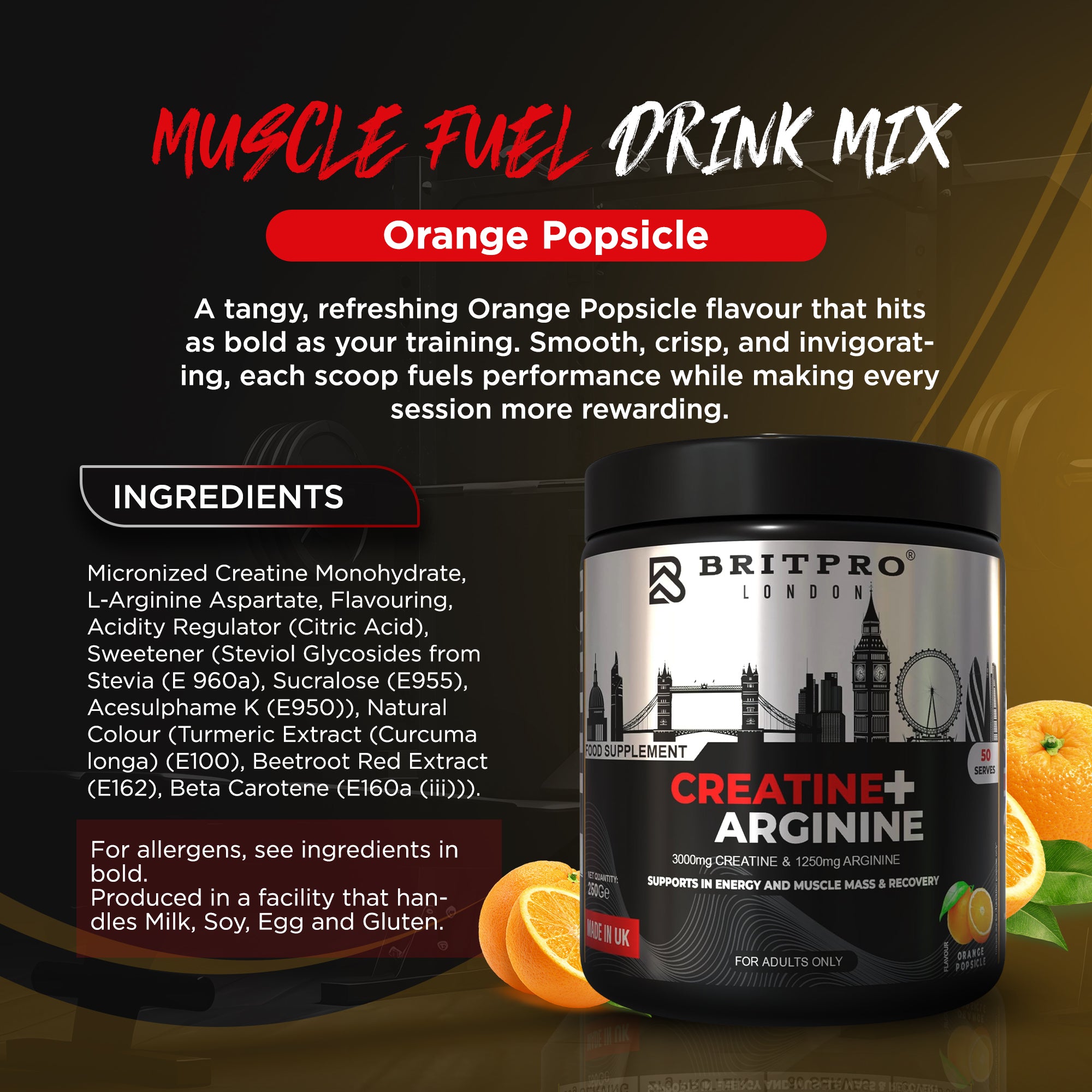 BRITPRO London® Creatine + Arginine 250G