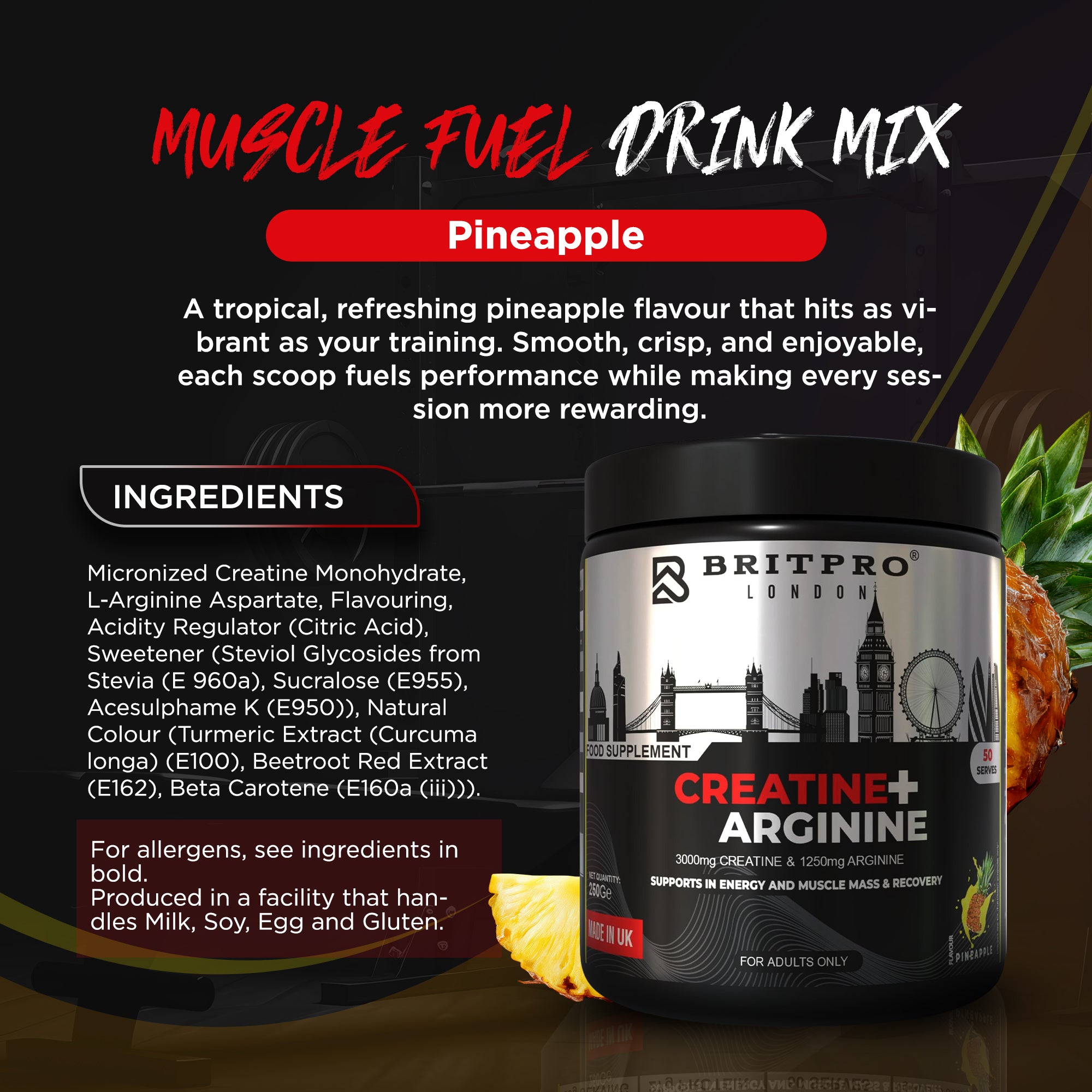 BRITPRO London® Creatine + Arginine 250G