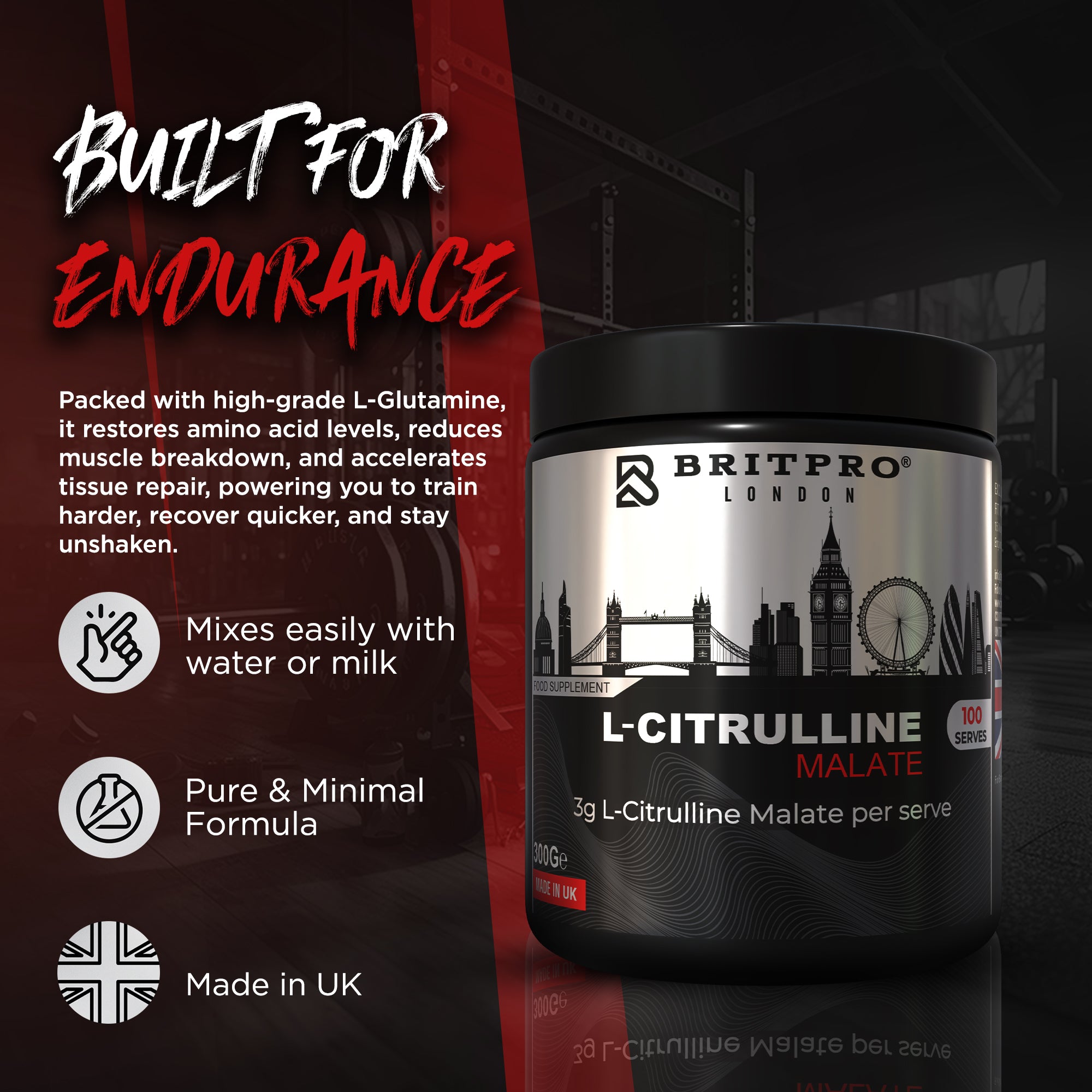 BRITPRO London® L-Glutamine 300g