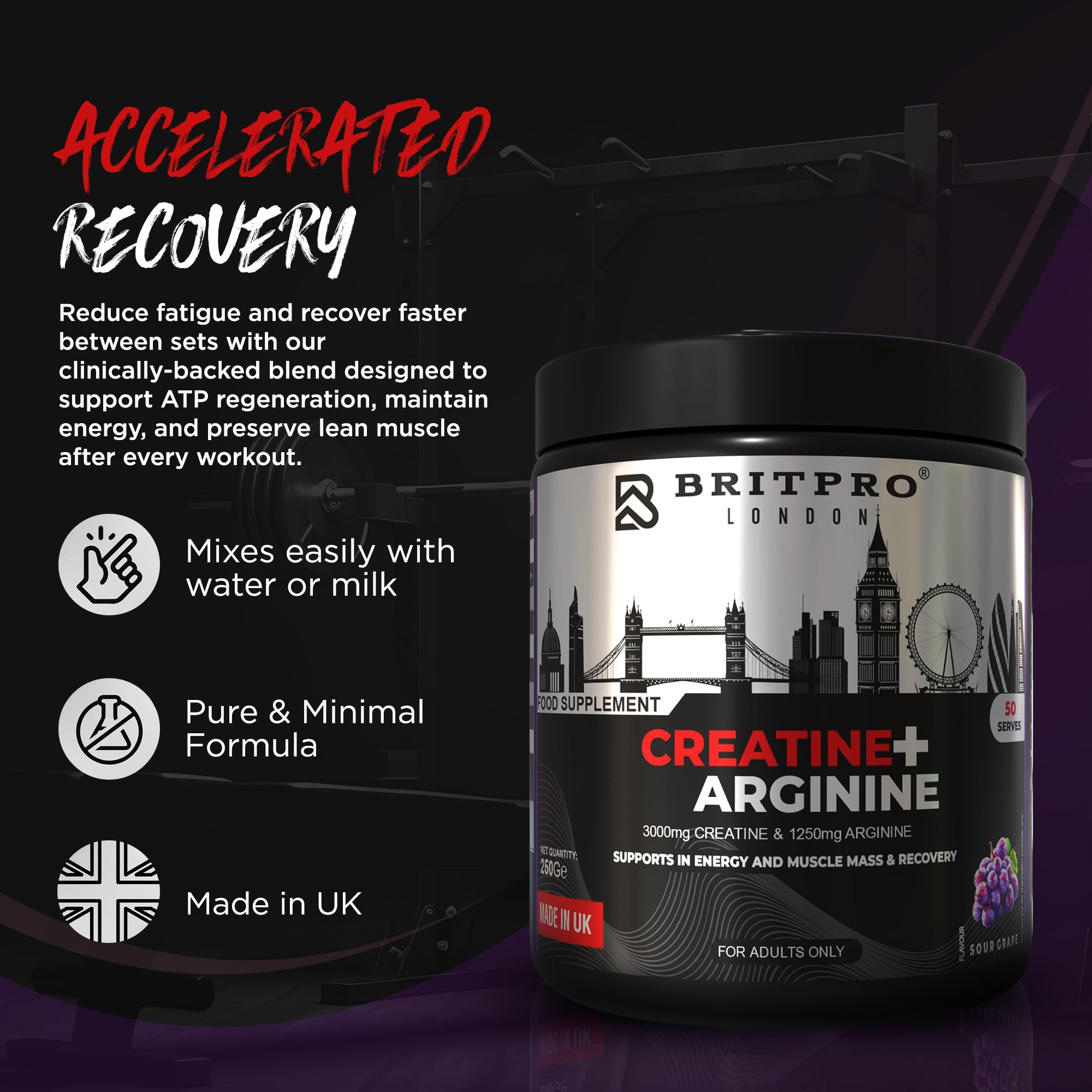 BRITPRO London® Creatine + Arginine 250G