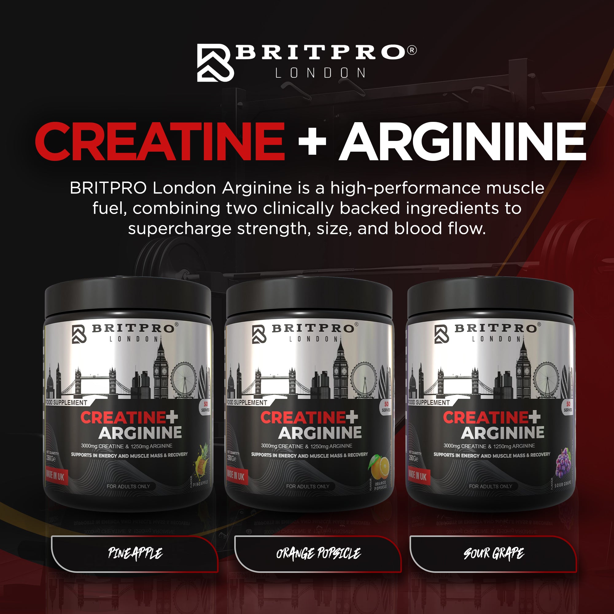 BRITPRO London® Creatine + Arginine 250G