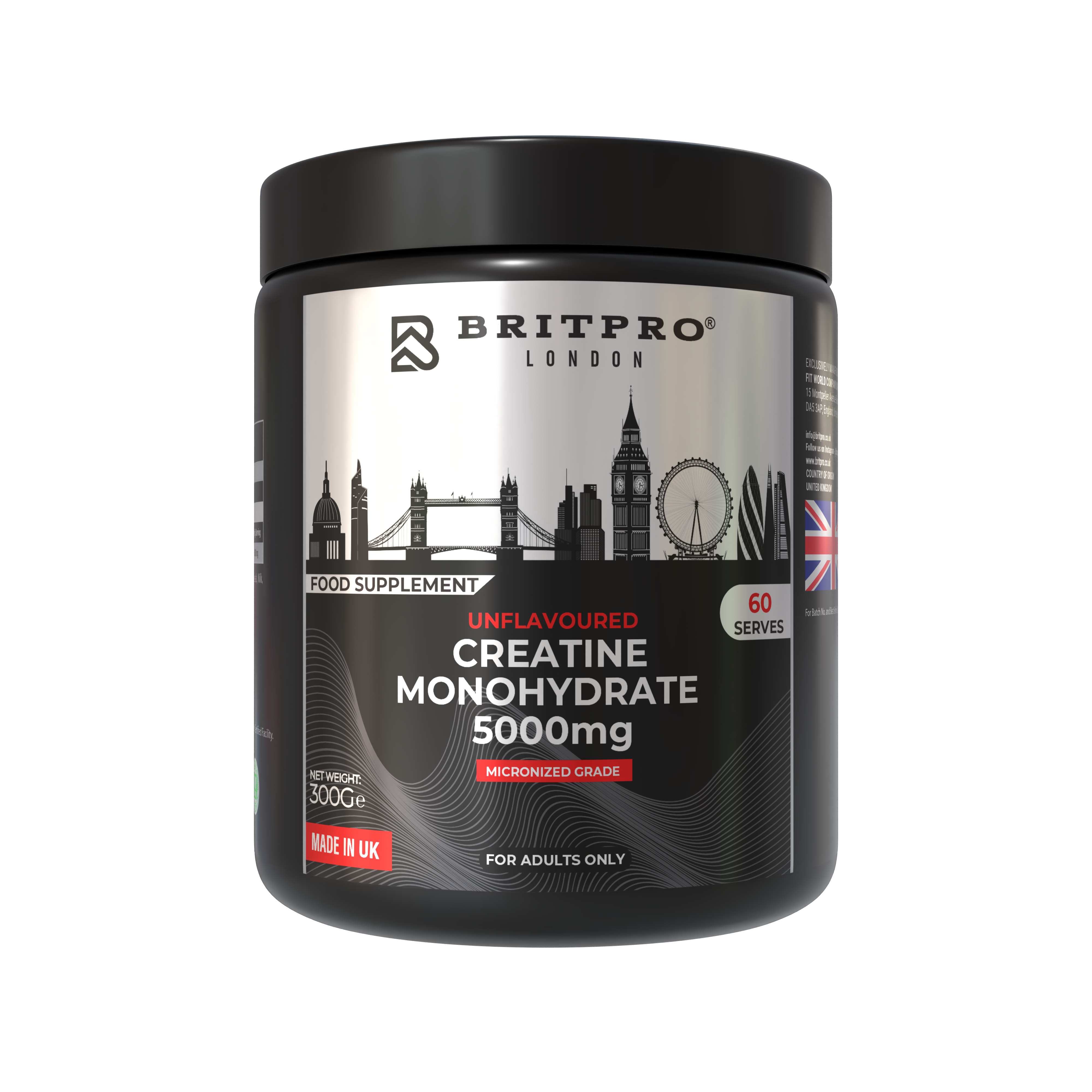 BRITPRO London® Unflavoured Creatine 300G