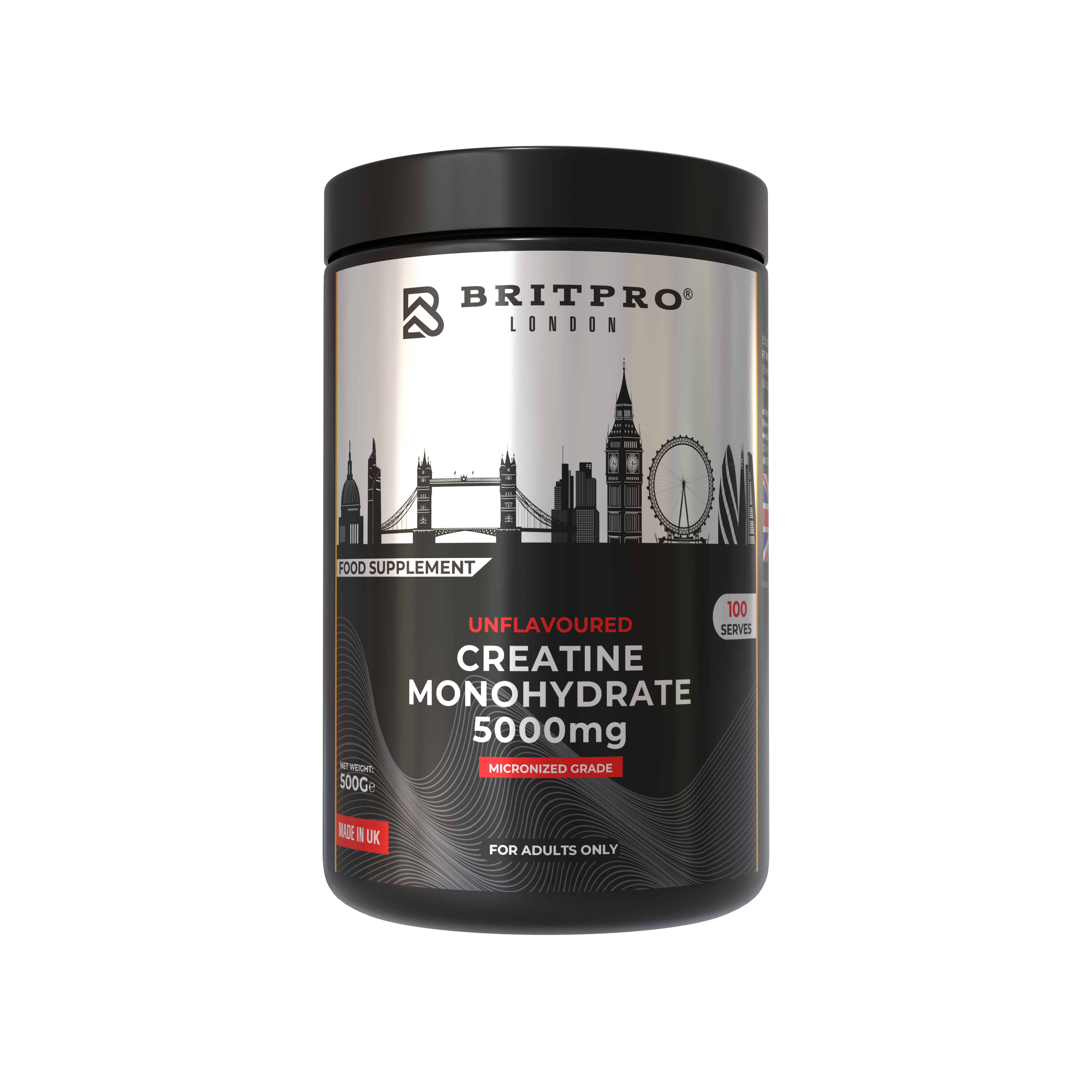 BRITPRO London®  Unflavoured Creatine 500G