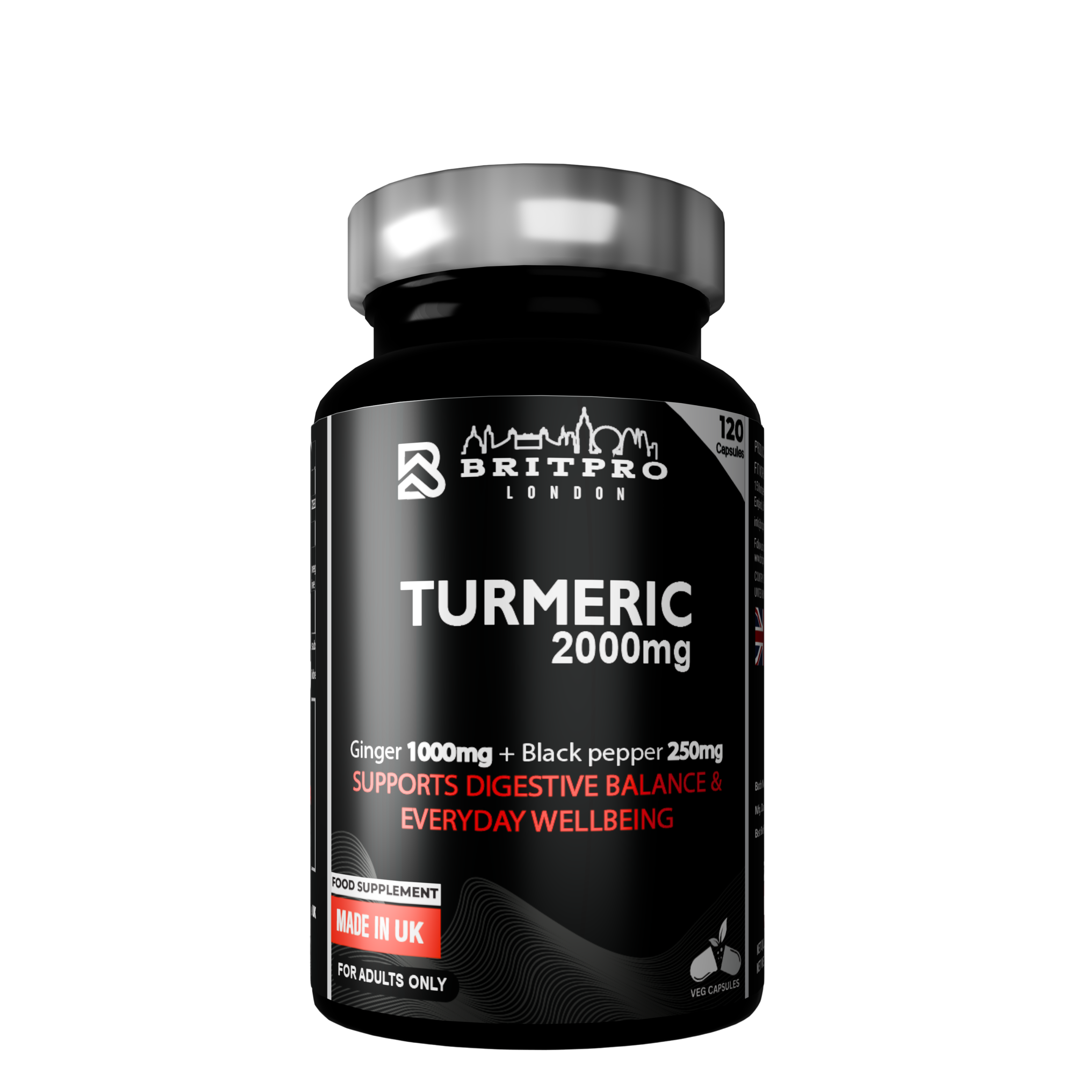 BRITPRO London® Turmeric 2000mg, 120 Capsules